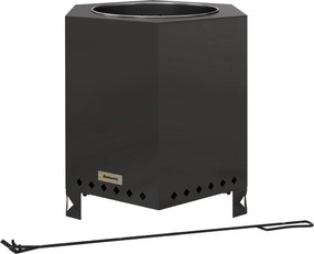Outsunny Taça de fogo Lareira Feuertonne, incl. gancho, 45 x 38,8 x 46,5 cm, Prata + Preto | Aosom Portugal