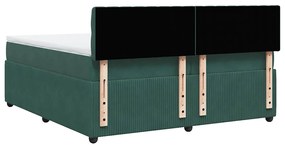 Cama com molas/colchão 200x200 cm veludo verde-escuro