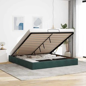 Estrutura de cama otomana sem colchão 160x200 cm verde escuro
