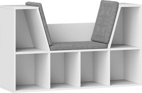 HOMCOM Estante com assento, 6 compartimentos, estofada, 105 x 30 x 63 cm, Branco | Aosom Portugal