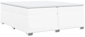 Cama com molas/colchão 200x200 cm couro artificial branco