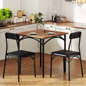 Conjunto de sala de jantar com mesa de jantar e 2 cadeiras com assentos almofadados