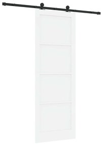 Porta de Correr com Conjunto de Hardware Branca 83x232 cm Madeira Sóli