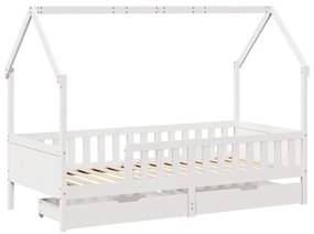 Estrutura de cama infantil c/ gavetas 90x190 cm pinho maciço