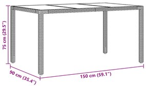 Conjunto de Jantar para Jardim de 7 Peças com Almofadas em Rattan Sint
