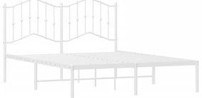 Estrutura de cama com cabeceira 140x190 cm metal branco