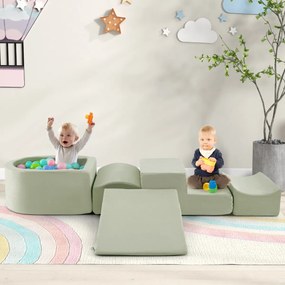 Conjunto de 5 peças para escalada para bebésr com piscina de bolinhas (NÃO INCLUIDAS) e capa lavável  Verde
