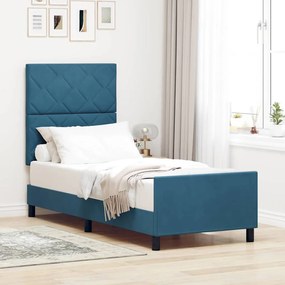 vidaXL Cama Box com cabeceira Azul Escuro 80 x 200 cm Veludo