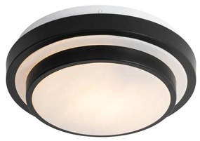 Candeeiro de Teto Moderno Preto com Branco 25 cm IP44 - Walden