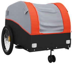 Reboque para bicicleta 45 kg ferro preto e laranja