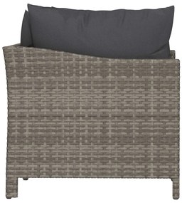 2 pcs conjunto lounge de jardim c/ almofadões vime PE cinzento