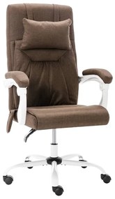vidaXL Cadeira de escritório c/ função de massagem tecido castanho