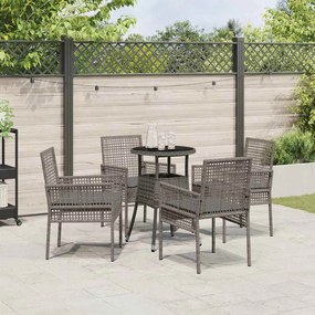 Conjunto de Jantar de Jardim 5 Peças Cinza Polirattan