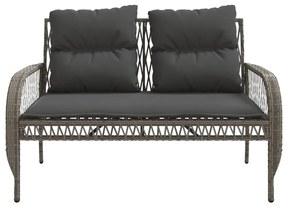 4 pcs conjunto sofás de jardim c/ almofadões vime PE cinzento