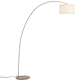 Candeeiro de Arco Moderno Bege com Abajur Teddy - Vinossa Moderno
