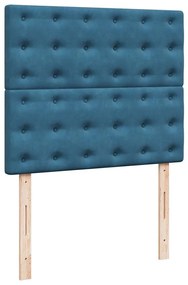 Cama boxspring com colchão 120x200 cm veludo azul