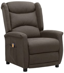 vidaXL Poltrona de massagens reclinável tecido castanho