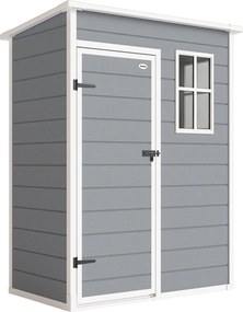 Outsunny Abrigo de Jardim 1,14 m² 151x92x193 cm Abrigo de Exterior Metálico com Chão Porta de Correr Janela e Teto Inclinado Cinzento | Aosom Portugal