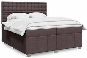 Cama com molas/colchão 200x200 cm tecido castanho-escuro