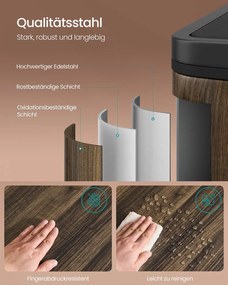 Caixote do lixo 59 x 36,5 x 65,2 cm com 2 compartimentos e 15 sacos de lixo Softclose em castanho