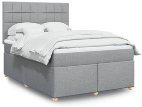vidaXL Cama com molas/colchão 160x200 cm tecido cinzento-claro
