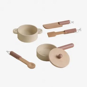 Utensílios De Cozinha Em Madeira Drupy Kids Cores Naturais - Sklum