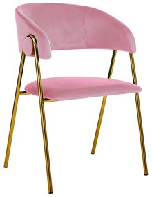 Cadeira Mihu Gold Veludo - Rosa