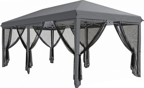 Outsunny Tenda Dobrável 585x295x270 cm Tenda de Jardim com 6 Mosquiteiros Bolsa de Transporte e Estrutura de Aço Cinza | AOSOM Portugal