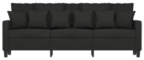 Sofá de 3 lugares tecido 180 cm preto