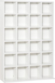 HOMCOM Estante para 456 CDs/336 DVDs, Móvel de Arrumação em Madeira com Prateleiras Ajustáveis, Branco, 89x20x130,5 cm | Aosom Portugal