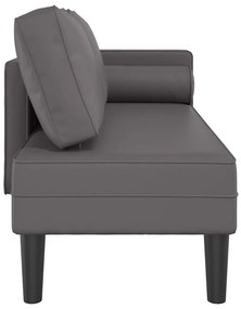 Chaise longue com almofadões couro artificial cinzento