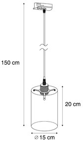Foco moderno bronze escuro com vidro âmbar para sistema de calhas monofásico - Iconic Dome Moderno