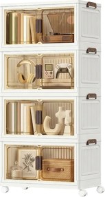Caixas com tampa Organizador com rodas 32,5 x 60 x 120 cm, 4 níveis, Branco