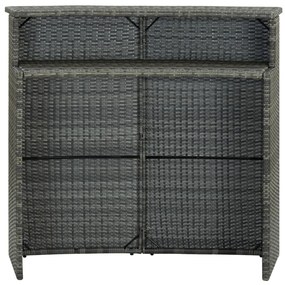 Mesa de bar para jardim 120x55x110 cm vime PE cinzento