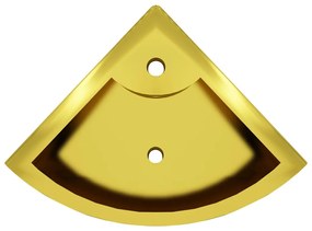 Lavatório com extravasamento 45x32x12,5 cm cerâmica dourado