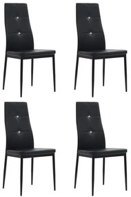 Cadeiras de jantar 4 pcs couro artificial preto