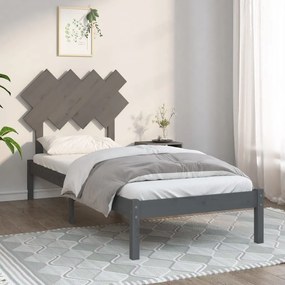 vidaXL Estrutura de cama solteiro 90x190 cm madeira maciça cinzento