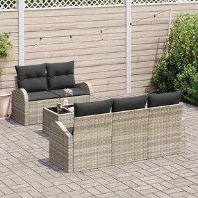 vidaXL Conjunto de Sofá de Jardim com 6 Peças e Almofadas Cinza Claro