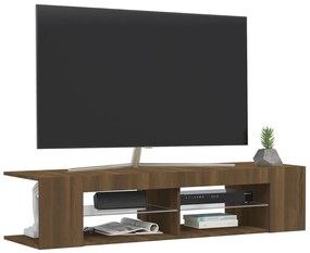 Móvel de TV com luzes LED 135x39x30 cm cor carvalho castanho