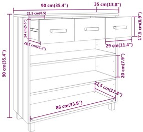Mesa consola HAMAR 90x35x90 cm pinho maciço castanho-mel