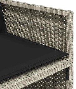 13 pcs conj. jantar jardim c/ almofadões vime PE cinzento-claro