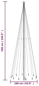 Árvore de Natal com espigão 732 luzes LED 500 cm colorido