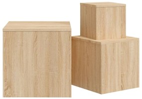 Mesas de apoio 3 pcs contraplacado carvalho sonoma
