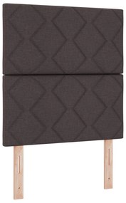 Cama Box Spring vidaXL com Colchão e LED Marrom Escuro 90x190 cm Tecid