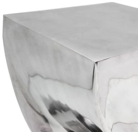 Banco/mesa de apoio, formato torcido, alumínio prateado