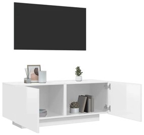 Móvel de TV 100x35x40 cm contraplacado branco brilhante