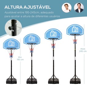 HOMCOM Tabela de Basquetebol para Exterior com Altura Ajustável 160-21