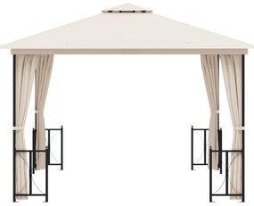 Gazebo com paredes laterais e telhado duplo 3x3 m cor creme