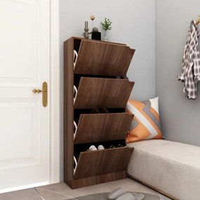 vidaXL Armário sapatos 4 portas contrap. 59x24x136cm carvalho castanho