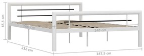 Estrutura de cama 140x200 cm metal branco e preto